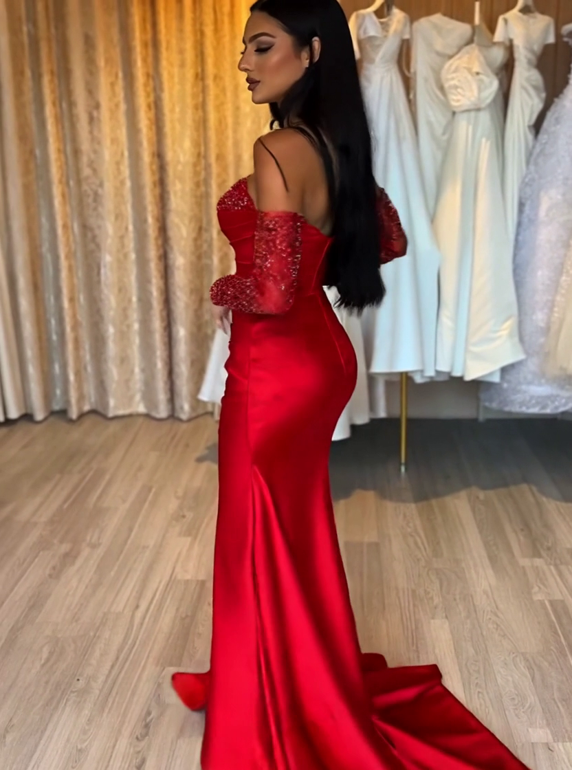 Wunderschöne Abendkleider Lang Rot | Abiballkleider mit Glitzer