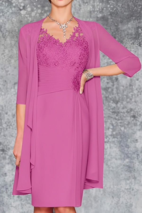 Mint Brautmutterkleid Kurz Chiffon | Kurze Brautmutterkleider mit Jacke