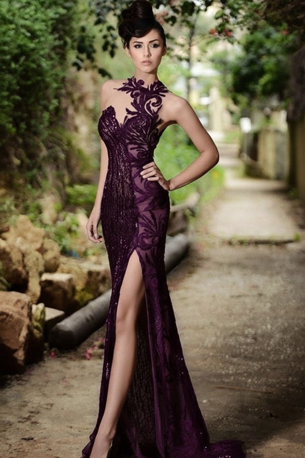 Elegante Abendkleider Lang Schwarz | Abiballkleider mit Spitze