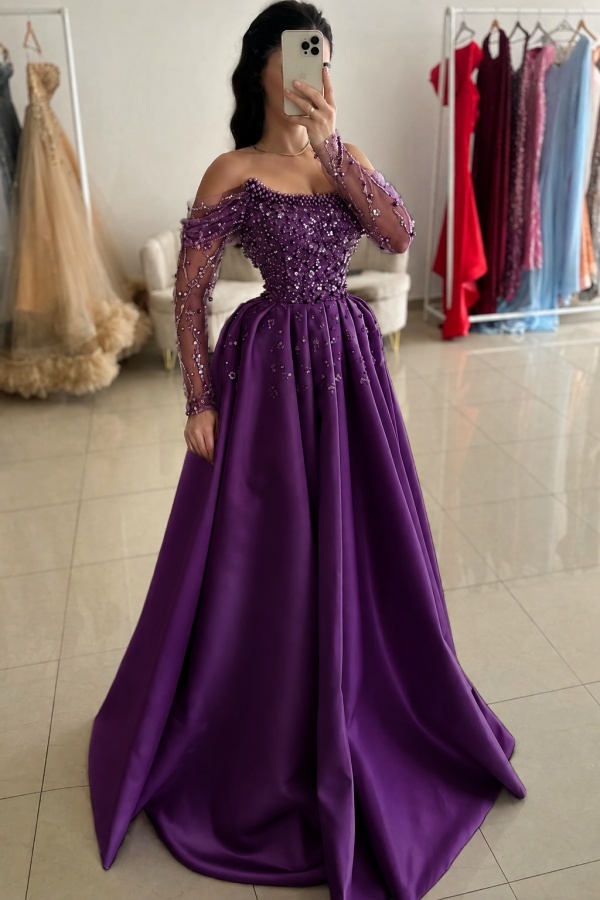 Festliche Kleider Abendkleider Lilac | Abiballkleider mit Glitzer