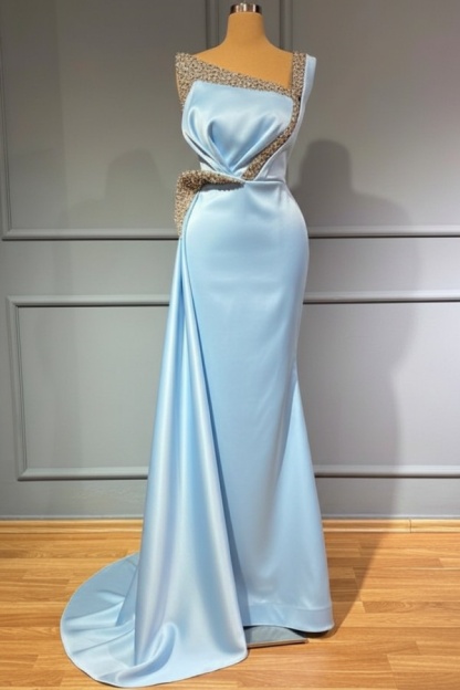 Blaues Abendkleid Lang Günstig | Abiballkleider mit Glitzer