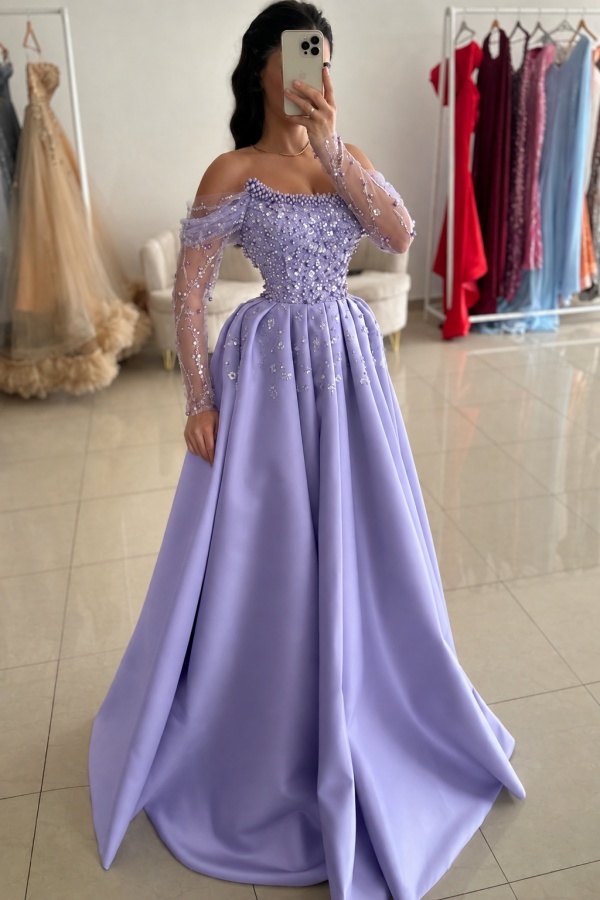 Festliche Kleider Abendkleider Lilac | Abiballkleider mit Glitzer