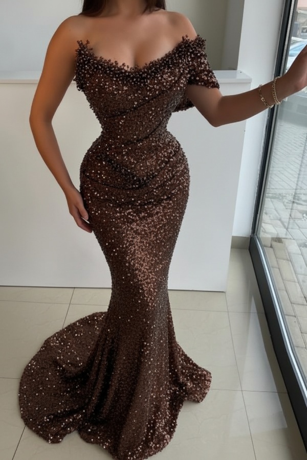 Designer Abendkleider Lang Rosa Abiballkleider Abendmoden Glitzer