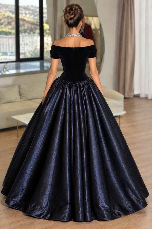 Navy Blau Abendkleider Lang Günstig | Abiballkleider mit Glitzer