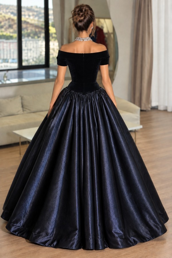 Navy Blau Abendkleider Lang Günstig | Abiballkleider mit Glitzer