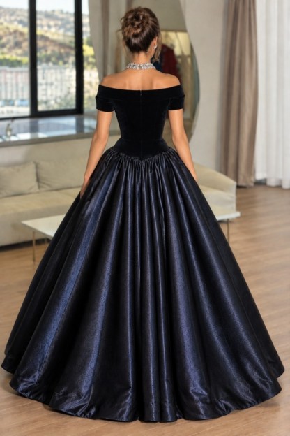 Navy Blau Abendkleider Lang Günstig | Abiballkleider mit Glitzer