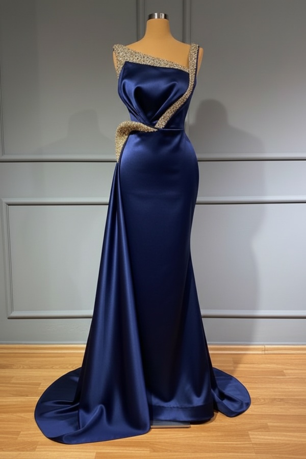 Blaues Abendkleid Lang Günstig | Abiballkleider mit Glitzer