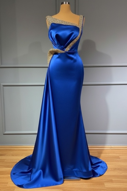 Blaues Abendkleid Lang Günstig | Abiballkleider mit Glitzer