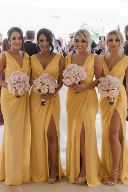 Elegante Brautjungfernkleider Lang Chiffon | Kleider für Brautjungfern