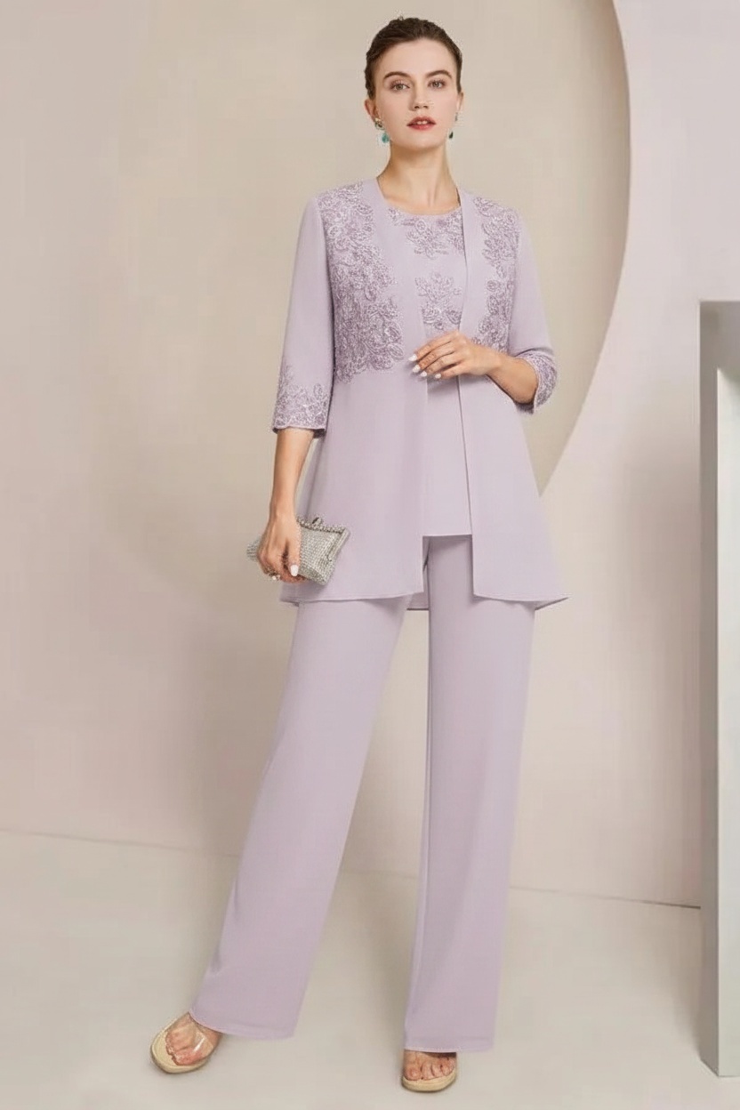 Navy Blau Brautmutter Hosenanzug Chiffon Festliche Hosenanzüge