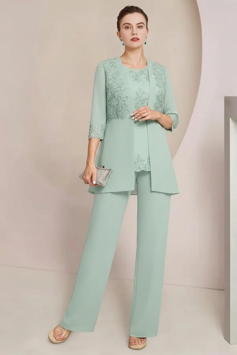 Navy Blau Brautmutter Hosenanzug Chiffon Festliche Hosenanzüge
