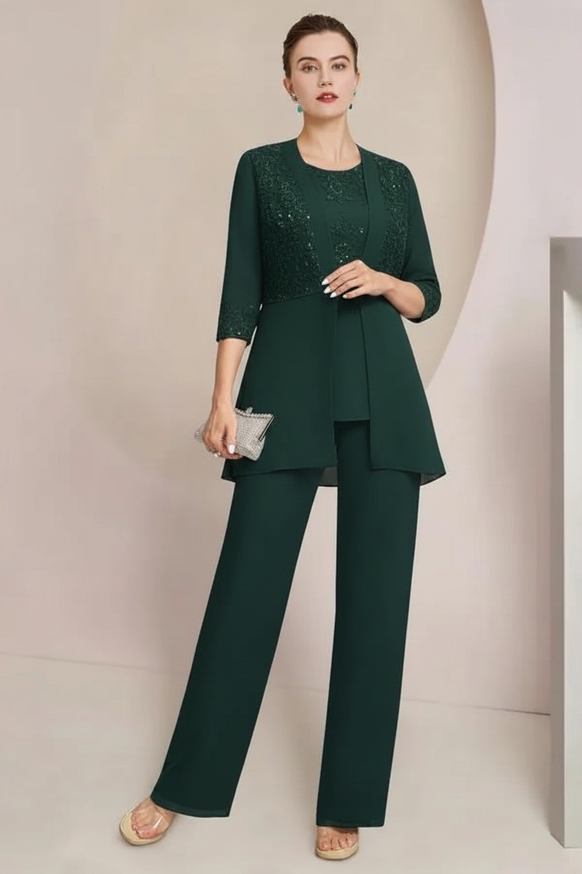 Navy Blau Brautmutter Hosenanzug Chiffon Festliche Hosenanzüge