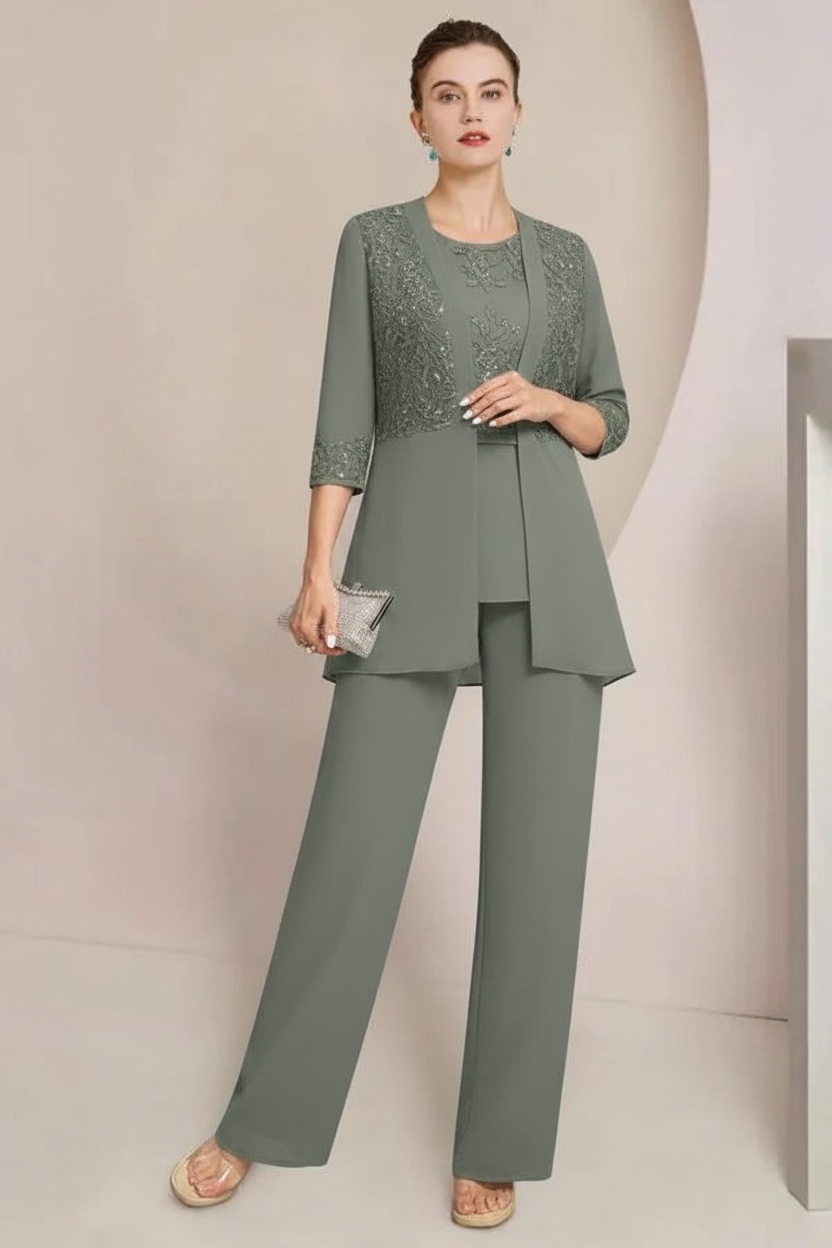 Navy Blau Brautmutter Hosenanzug Chiffon Festliche Hosenanzüge