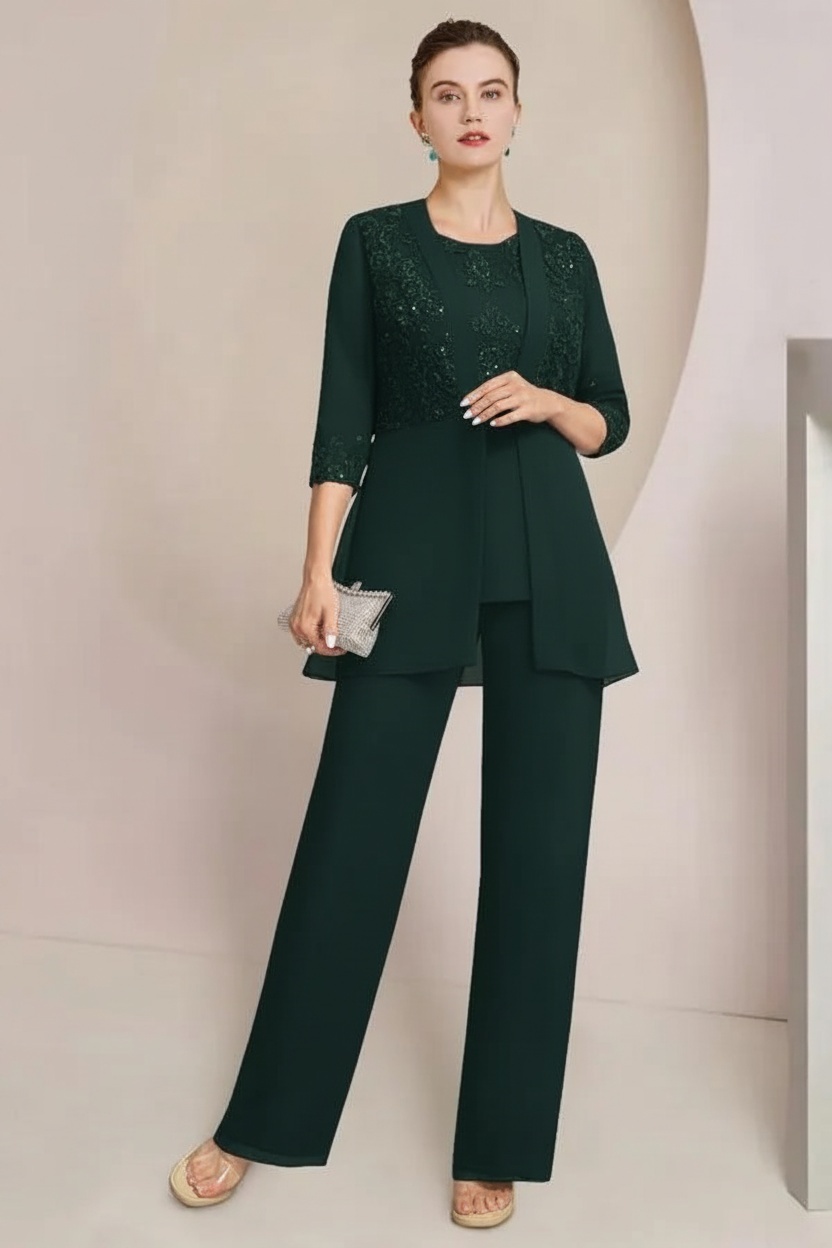 Navy Blau Brautmutter Hosenanzug Chiffon Festliche Hosenanzüge
