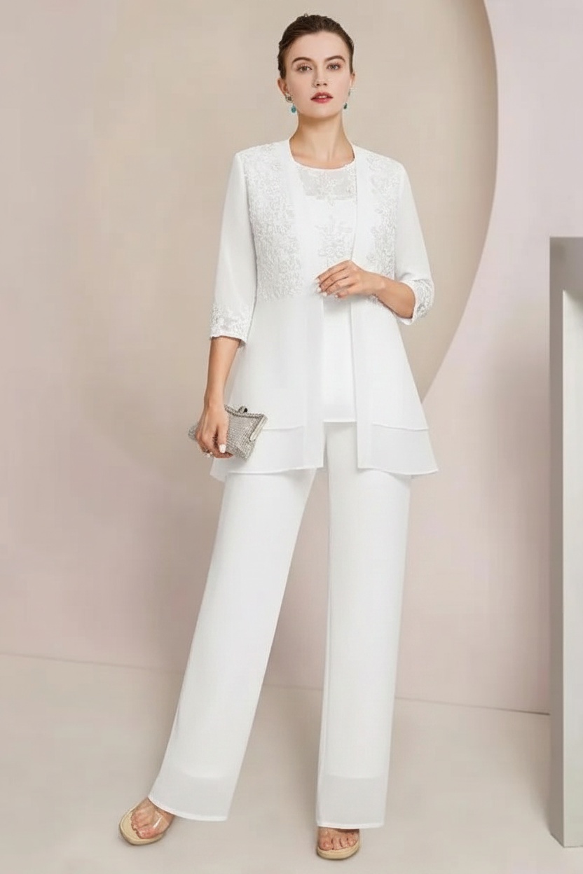 Navy Blau Brautmutter Hosenanzug Chiffon Festliche Hosenanzüge-babyonlinedressde