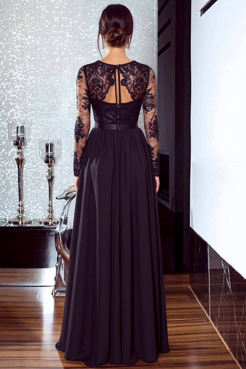 Elegante Abendkleider Lang Schwarz Mit Spitze Etuikleid Kleider Online