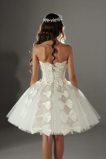 Designer Brautkleider Kurz Spitze Hochzeitskleider mit Glitzer-babyonlinedressde