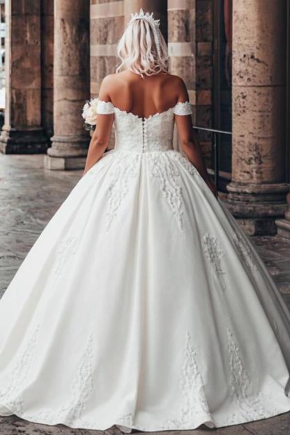 Wunderschöne Hochzeitskleider Satin | Brautkleider Prinzessin Spitze