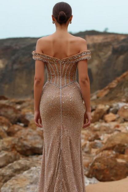 Designer Abendkleider Lang Glitzer Grau Abendmoden Abiballkleider-babyonlinedressde