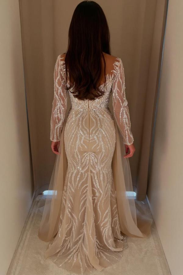 Extravagante Abendkleider Lang Glitzer Ballkleider mit Ärmel-babyonlinedressde