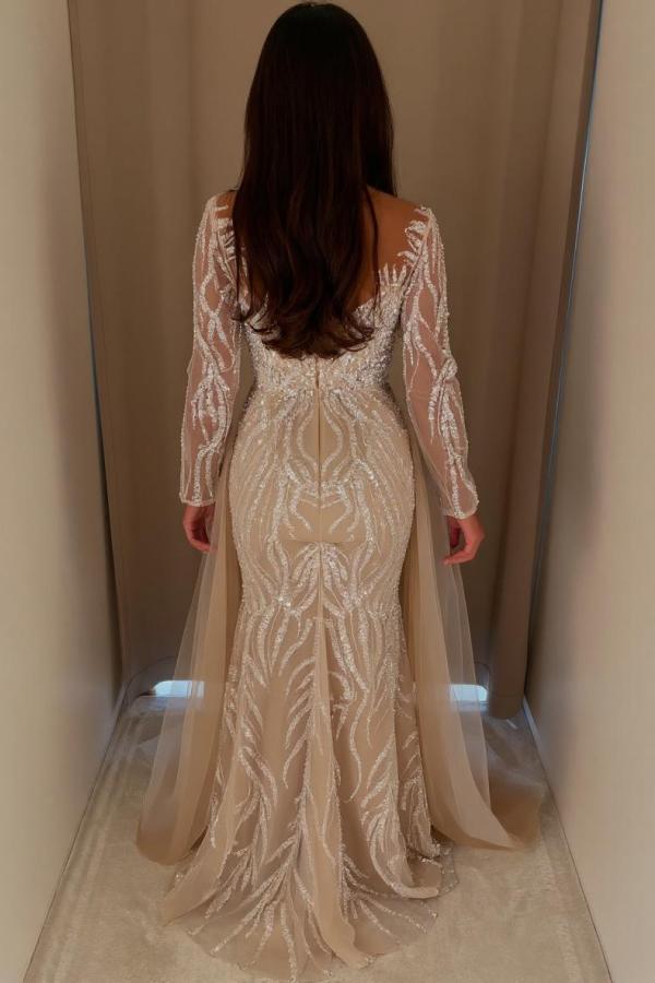 Extravagante Abendkleider Lang Glitzer Ballkleider mit Ärmel-babyonlinedressde