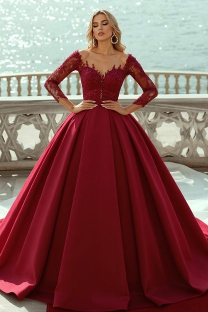 Wunderschöne Hochzeitskleider Prinzessin | Satin Brautkleider mit Ärmel-babyonlinedressde