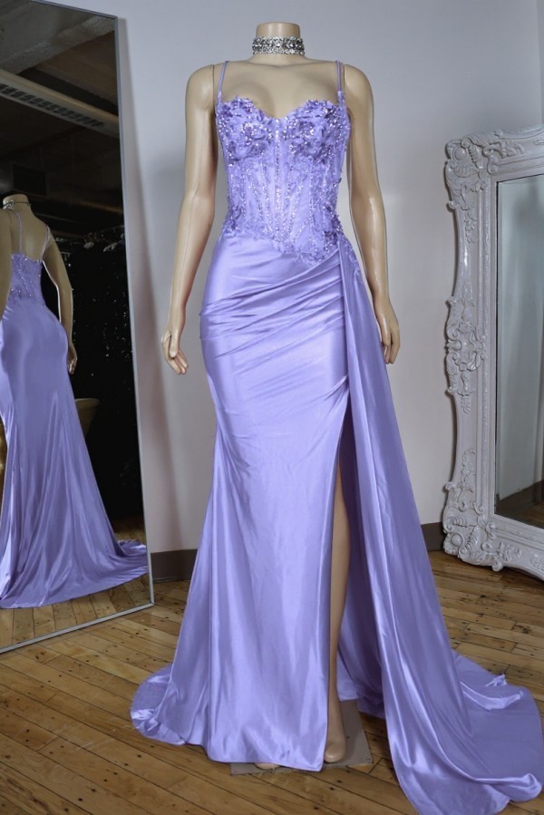 Rot Abendkleider Lang Träger Satin Bodenlang Abendmoden Abiballkleider Günstig