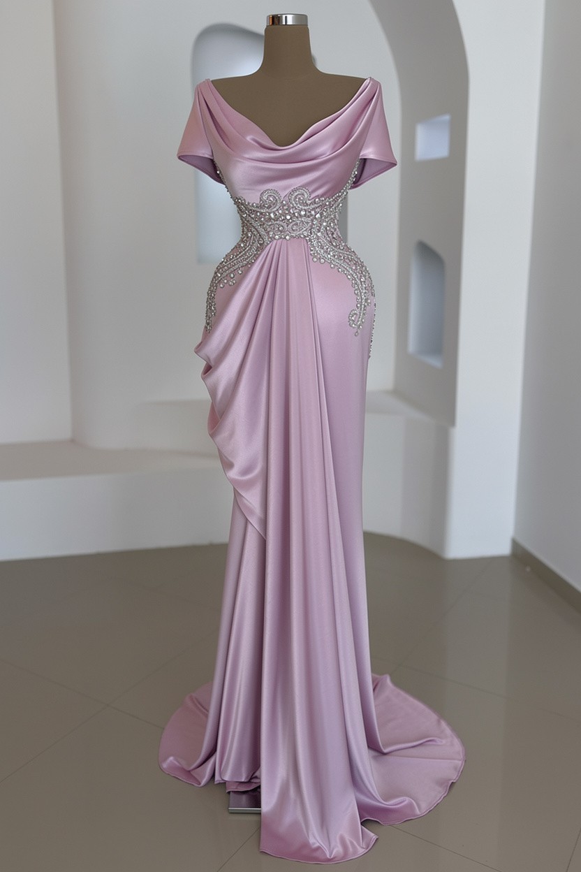 Schlichte Abendkleider Lang Silber | Günstige Abiballkleider Mit Glitzer