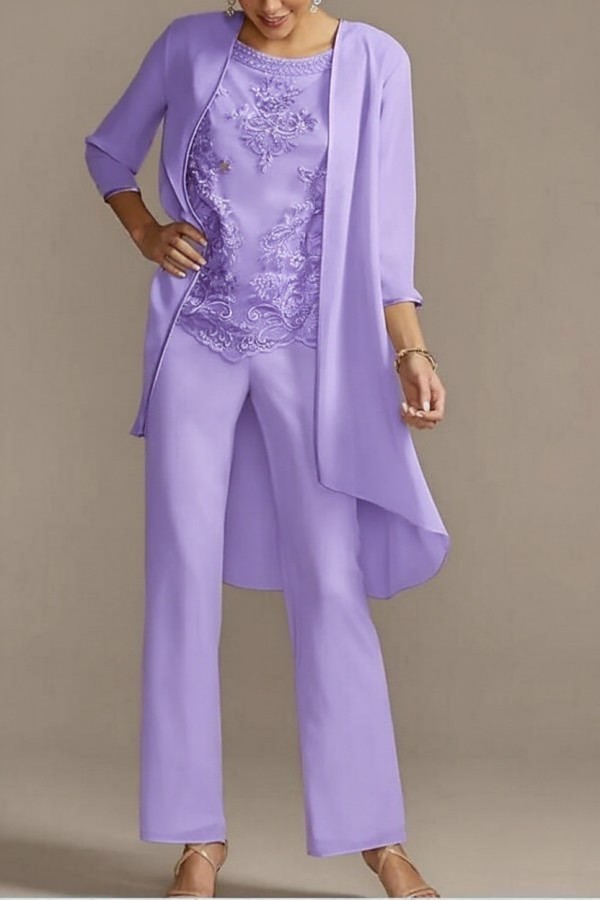 Designer Brautmutter Hoesenanzug | Brautmutterkleider Chiffon 3 Teilig