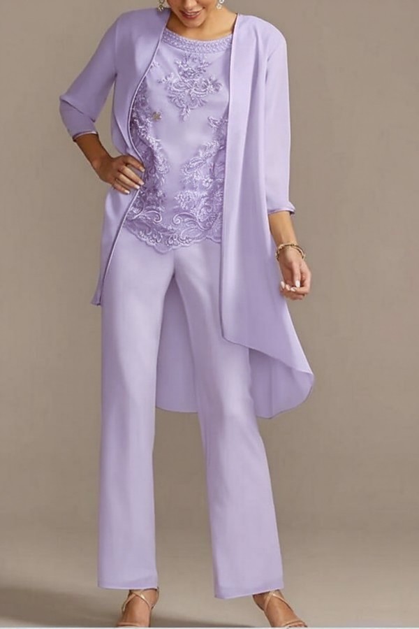 Designer Brautmutter Hoesenanzug | Brautmutterkleider Chiffon 3 Teilig