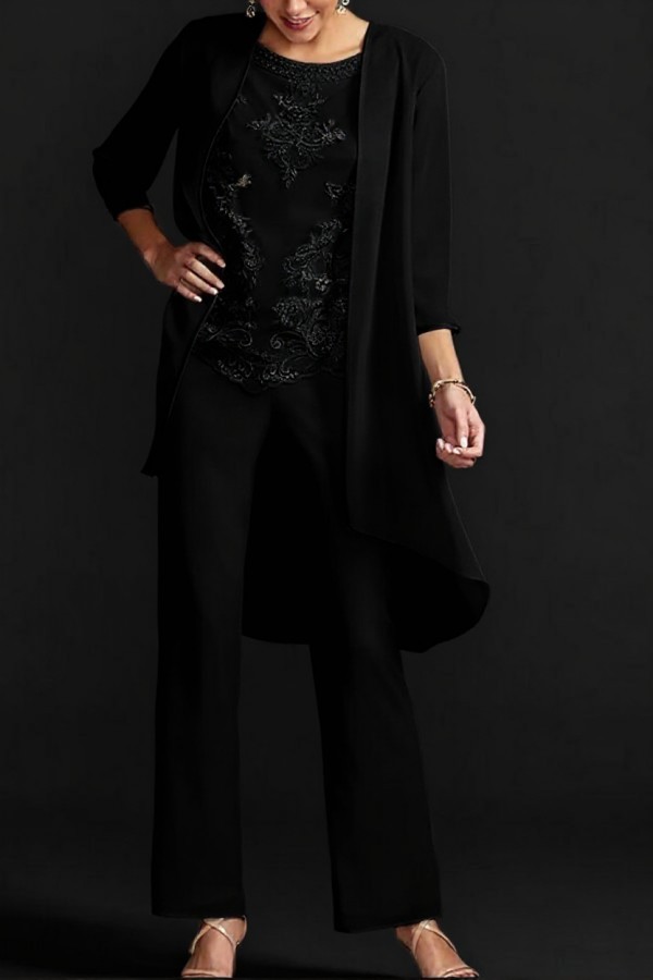 Designer Brautmutter Hoesenanzug | Brautmutterkleider Chiffon 3 Teilig