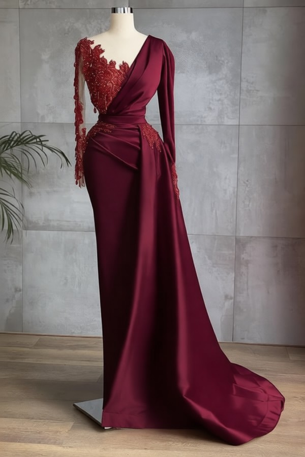 Rote Abiballkleider Lang Günstig | Abendkleider mit Ärmel