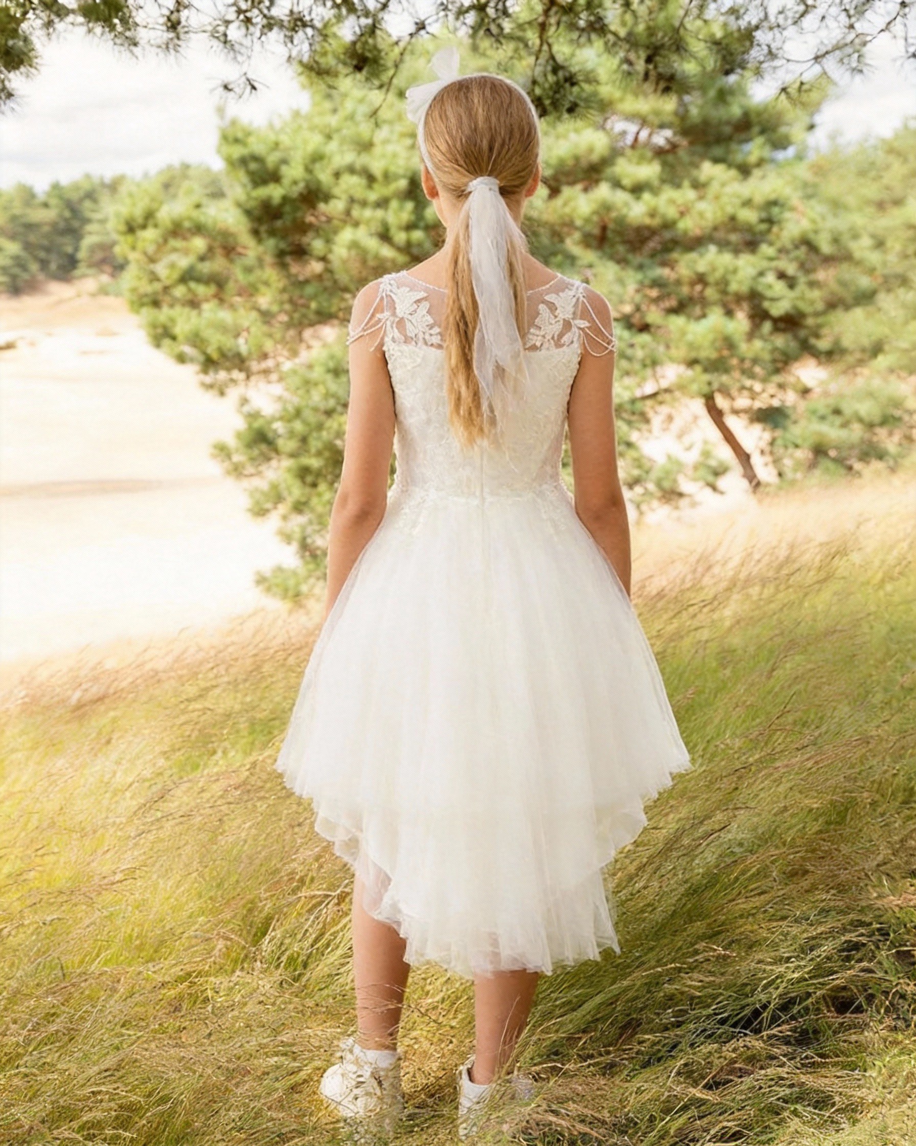 Elegante Kinder Hochzeitskleider A Linie Spitze Blumenmädchenkleider