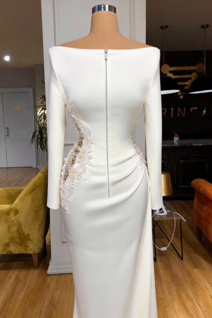 Schöne Abendkleider Lang Weiß Ballkleider Glitzer mit Ärmel