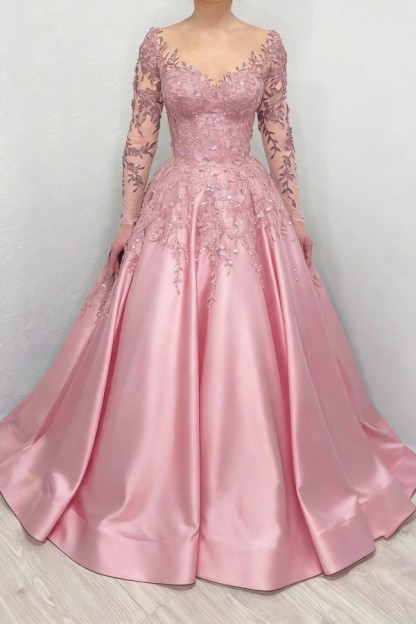 Elegante Brautkleider Schwarz | Satin Hochzeitskleider mit Ärmel