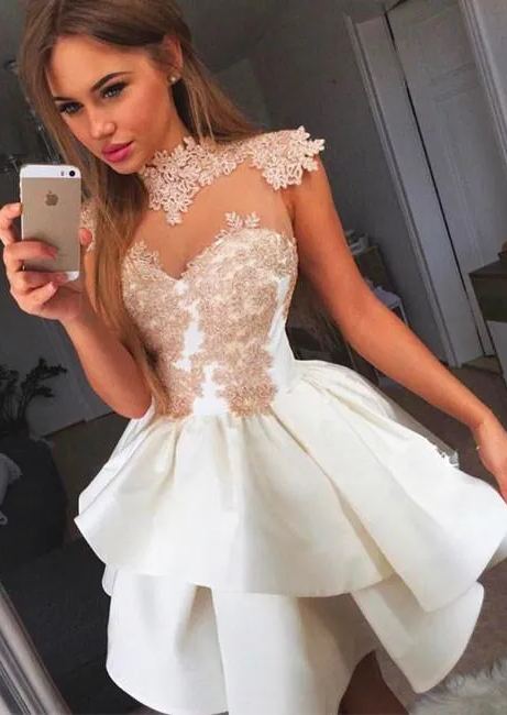 Modern Weiße Cocktailkleider Kurz Günstig A Linie Abendkleider Online-babyonlinedressde