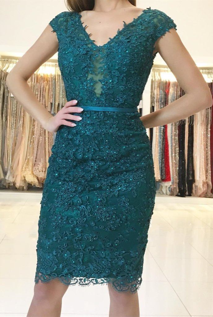 Elegante Grüne Cocktailkleider Kurz | Abendkleider Mit Spitze-babyonlinedressde