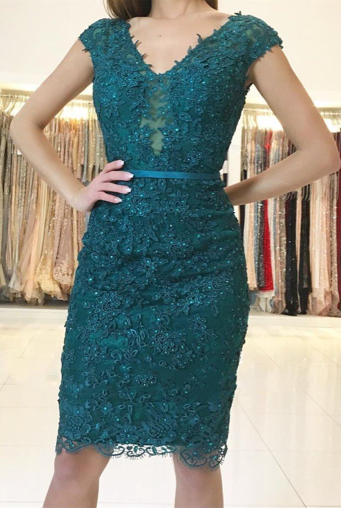 Elegante Grüne Cocktailkleider Kurz | Abendkleider Mit Spitze-babyonlinedressde