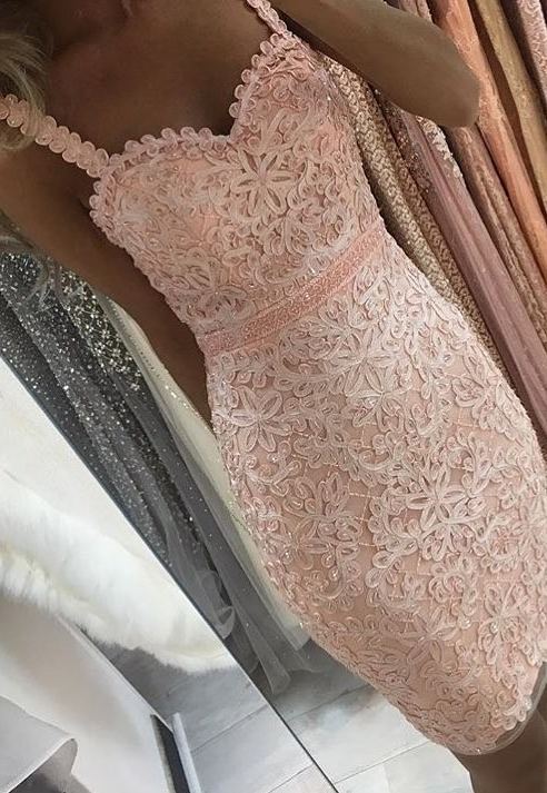 Rosa Günstige Kruze Cocktailkleider Spitze Etuikleid Partykleider Abiballkleider-babyonlinedressde