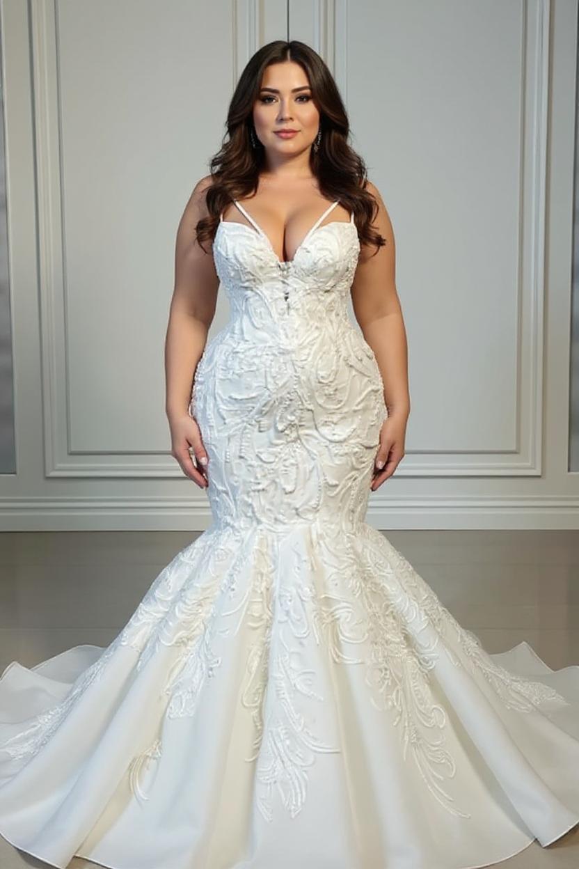 Designer Hochzeitskleider Große Größe Brautkleid Übergroße Meerjungfrau