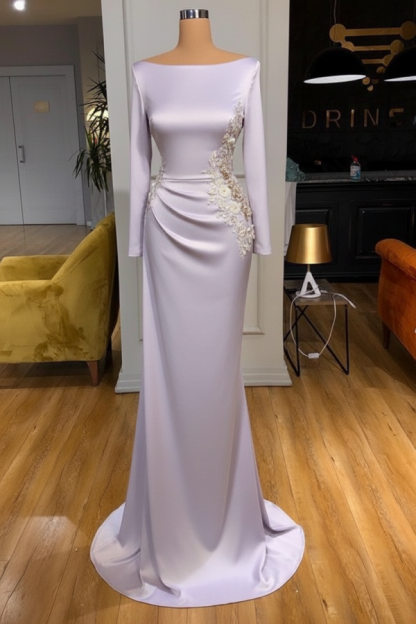 Schöne Abendkleider Lang Weiß Ballkleider Glitzer mit Ärmel