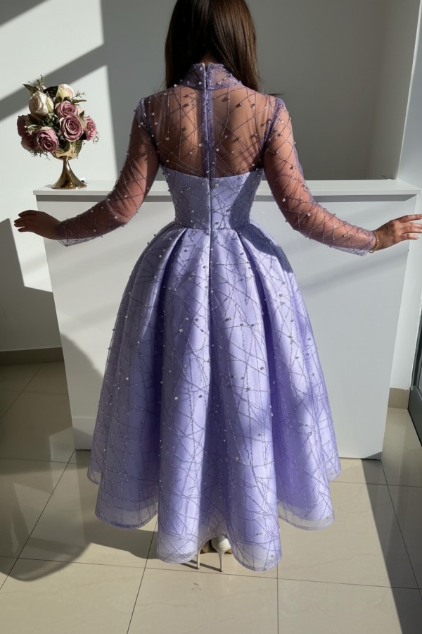 Lila cocktail dresses party dresses short with sleeves ball gowns glitter
