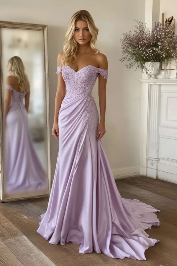 Elegante Abendkleider Lang Rosa Ballkleid mit Spitze