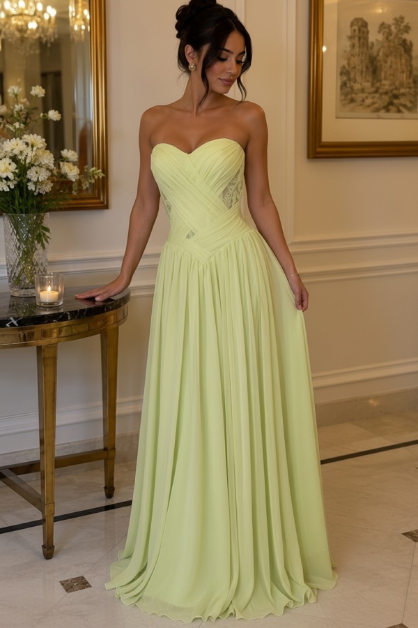 Gelb Abendkleider Lang Chiffon Schlichte Partykleider Günstig Online