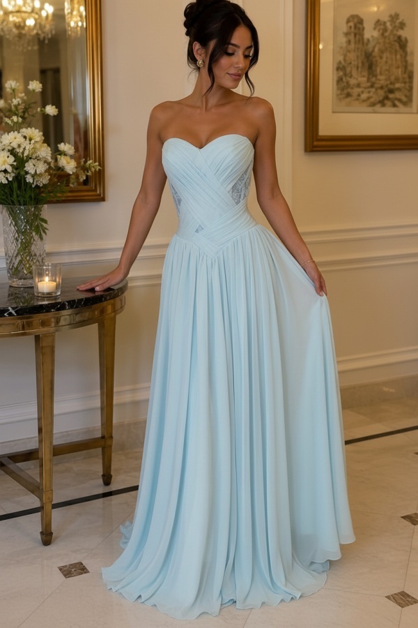 Gelb Abendkleider Lang Chiffon Schlichte Partykleider Günstig Online