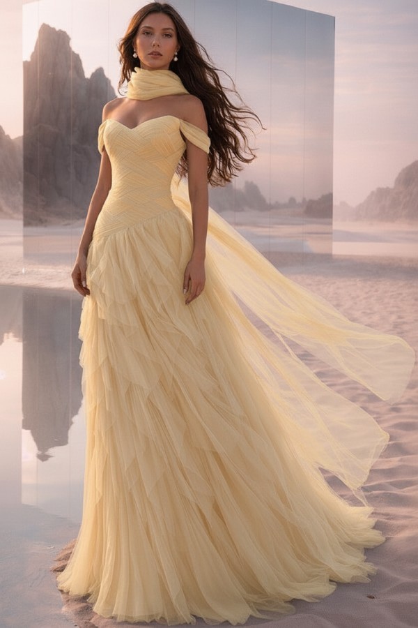  Tintenblau Abendkleider Lang Tüll Ballkleider Abiballkleider Online