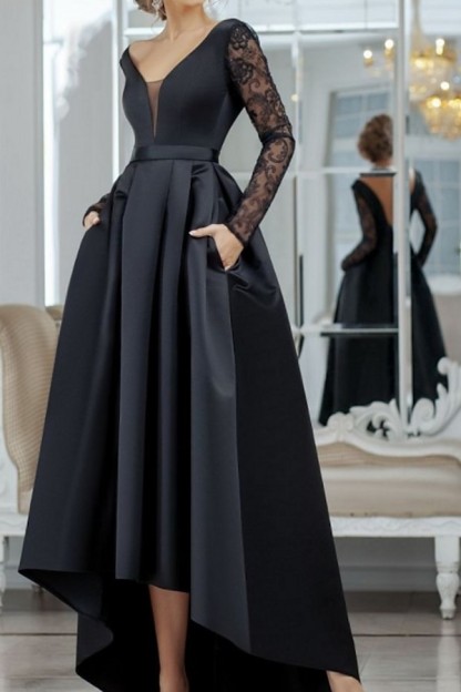 Vintage Brautkleider A linie Mit Ärmel Schwarze Hochzeitskleider Günstig-babyonlinedressde