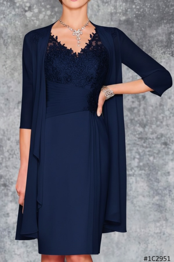 Mint Brautmutterkleid Kurz Chiffon | Kurze Brautmutterkleider mit Jacke