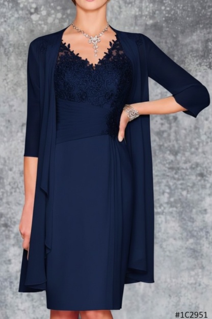 Mint Brautmutterkleid Kurz Chiffon | Kurze Brautmutterkleider mit Jacke