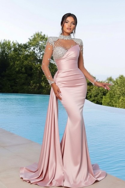 Designer Abendkleider Lang Grün | Abiballkleider mit Ärmel